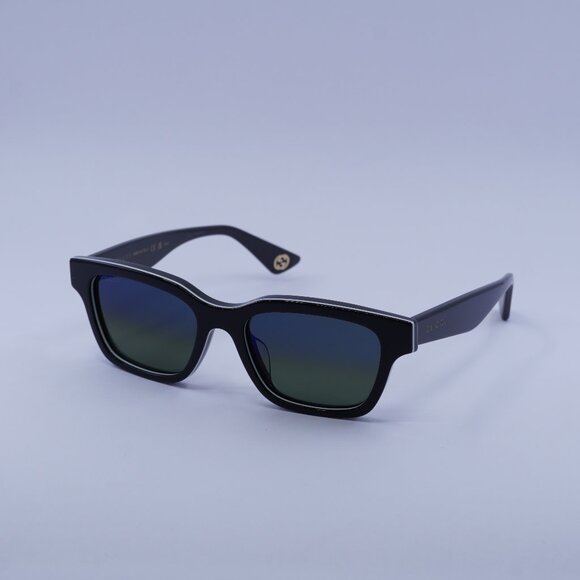 Gucci GG1641SA 003 Sunglasses Black Square Frame, Blue Lenses - Picture 1 of 11